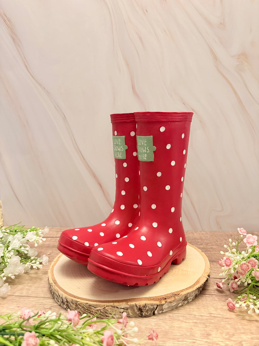 Red Welly Boot Planter