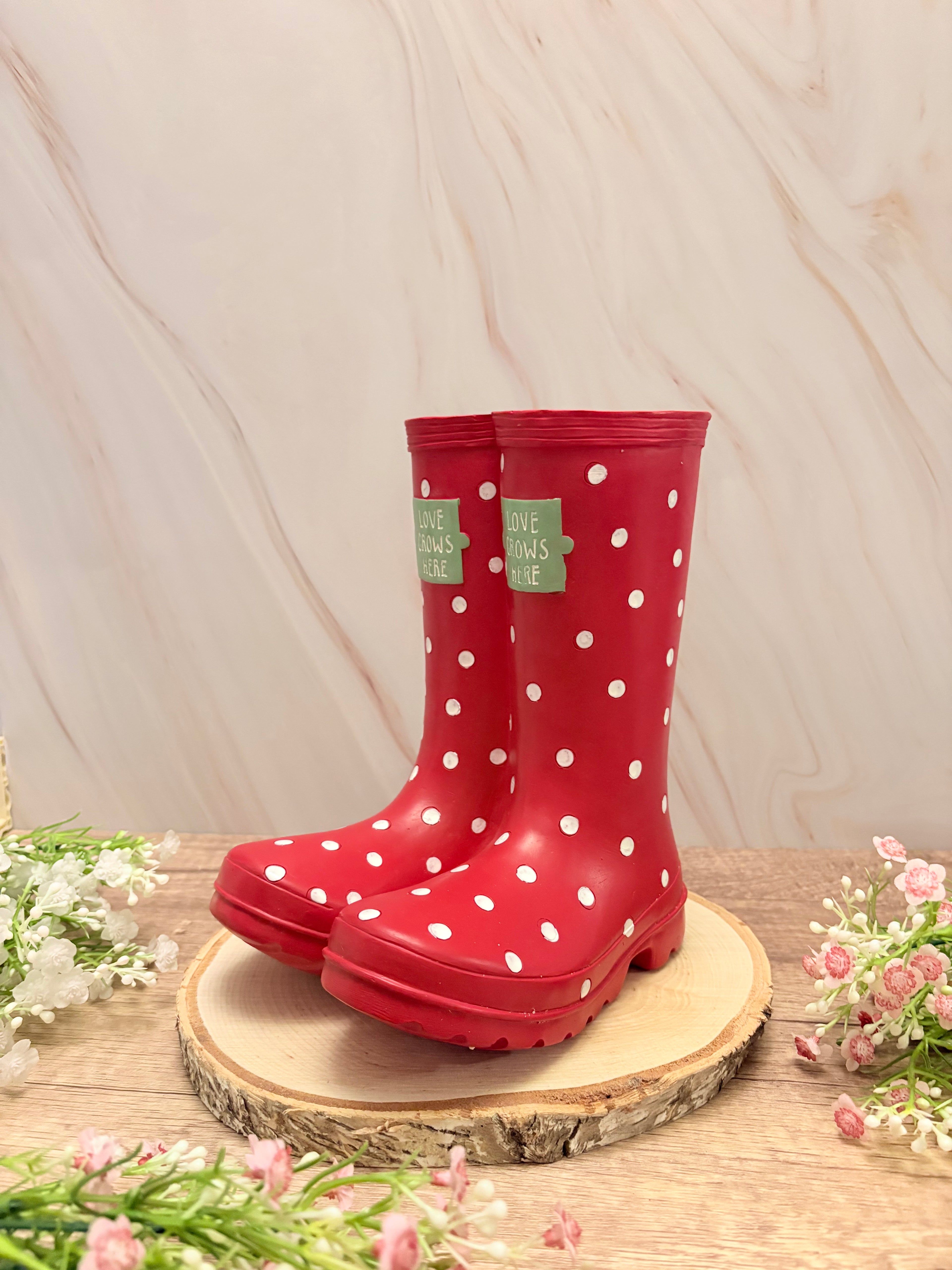 Red Welly Boot Planter