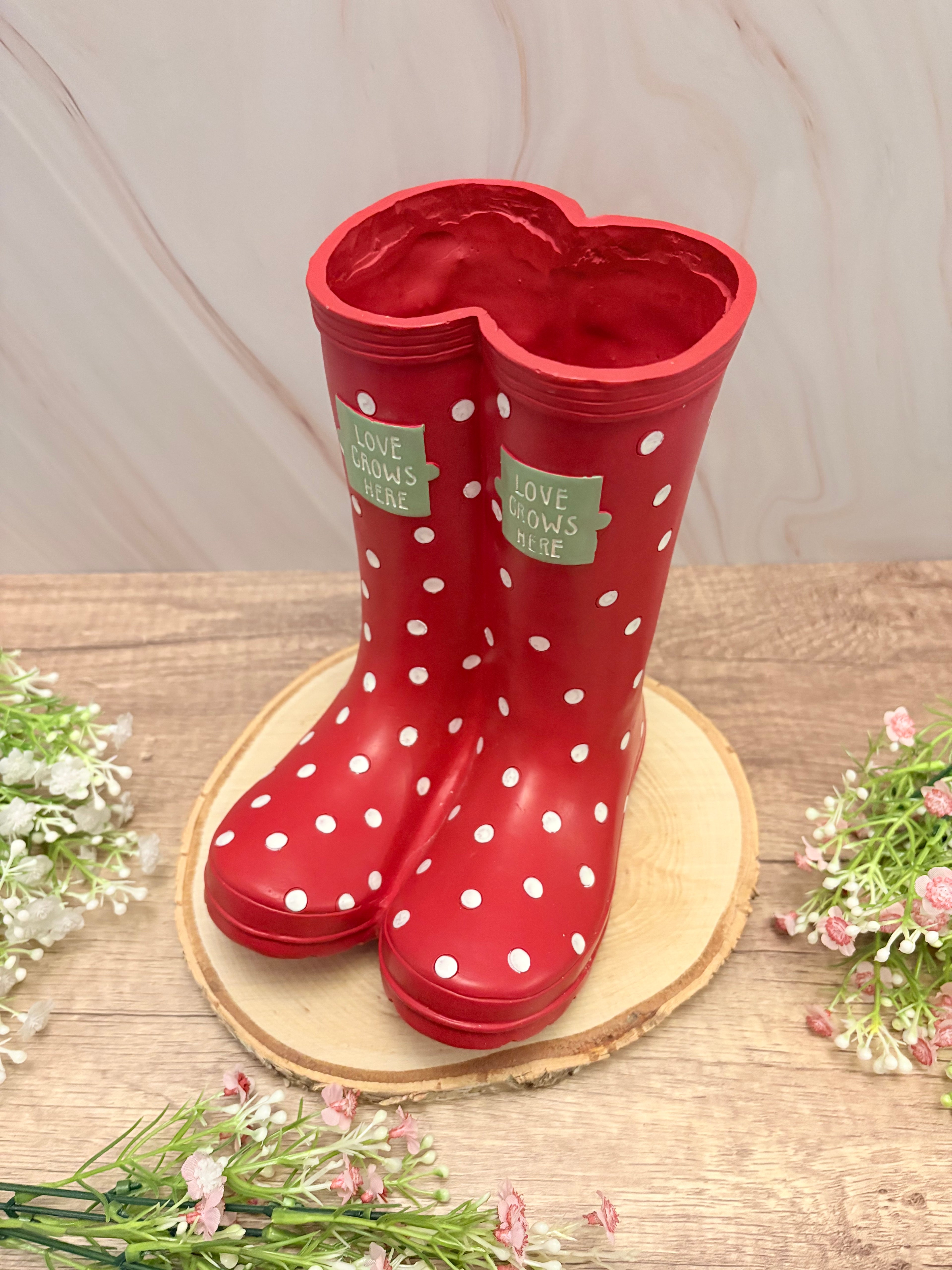 Red Welly Boot Planter