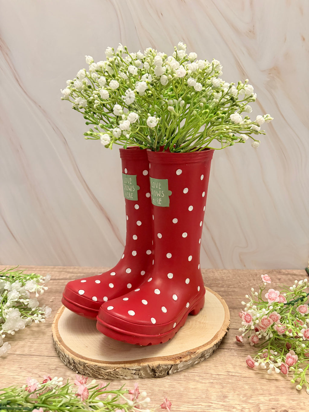 Red Welly Boot Planter
