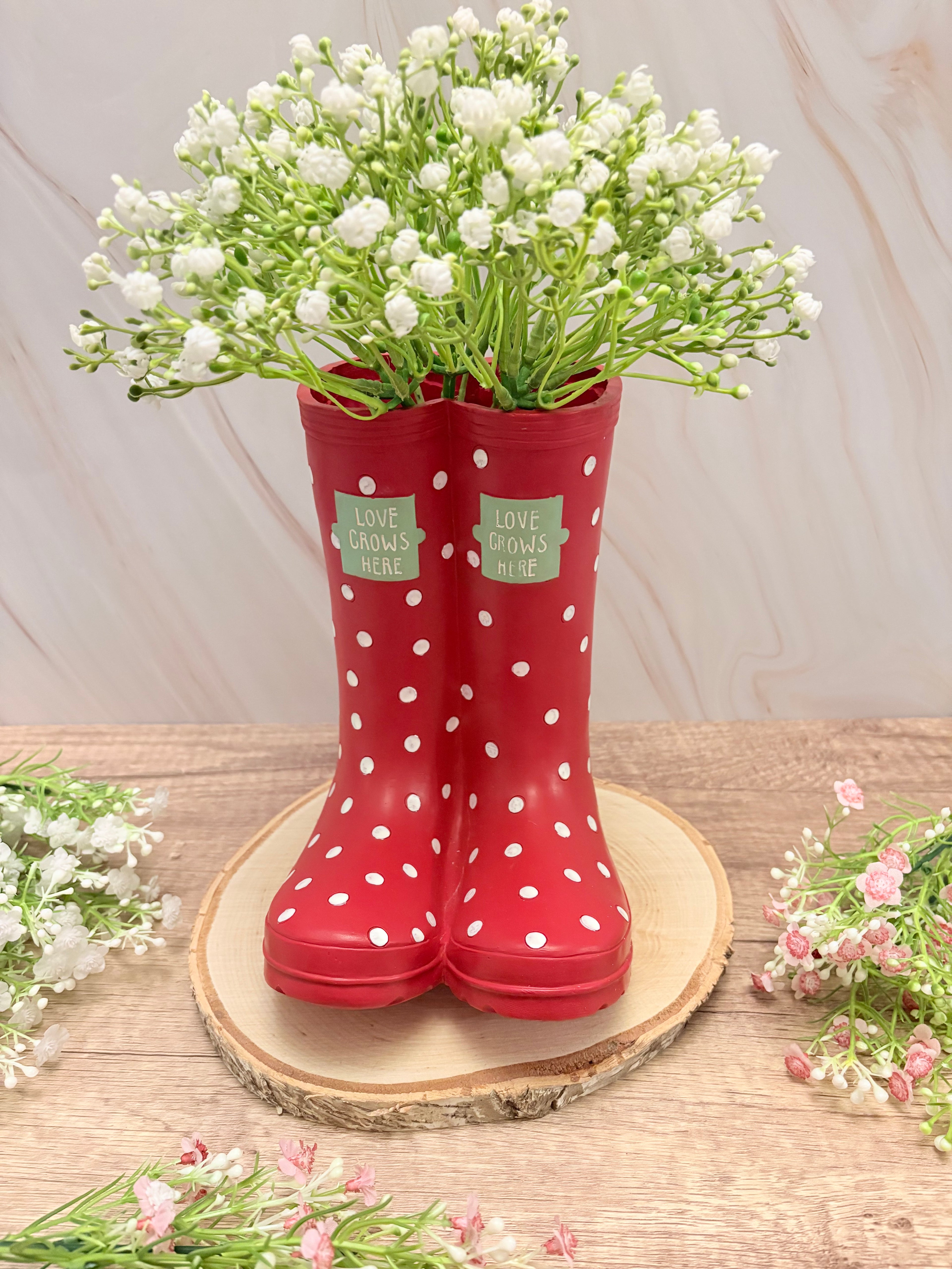 Red Welly Boot Planter