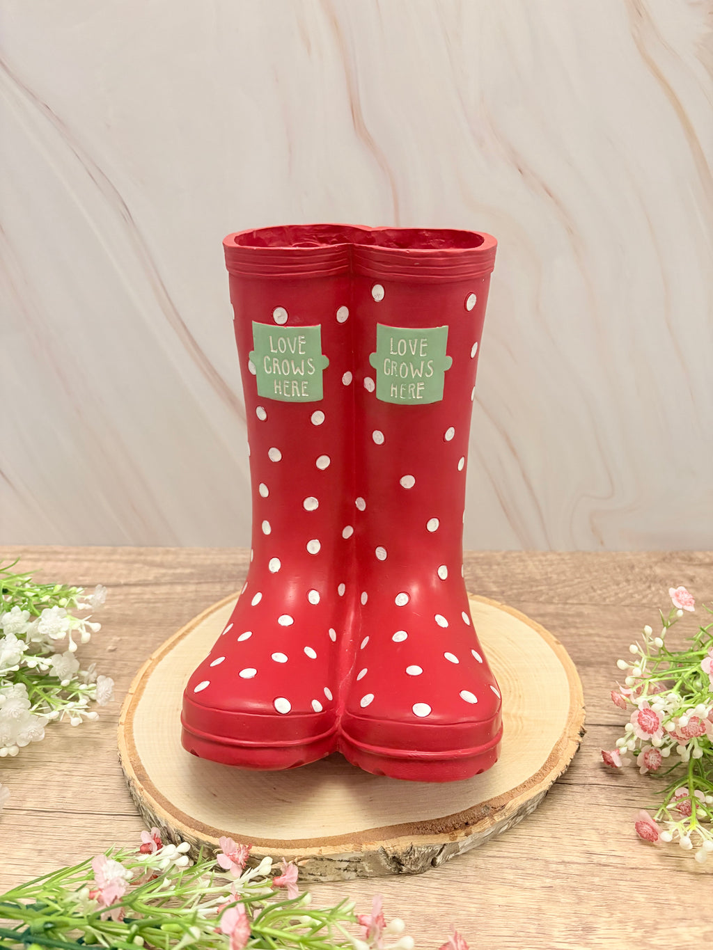 Red Welly Boot Planter